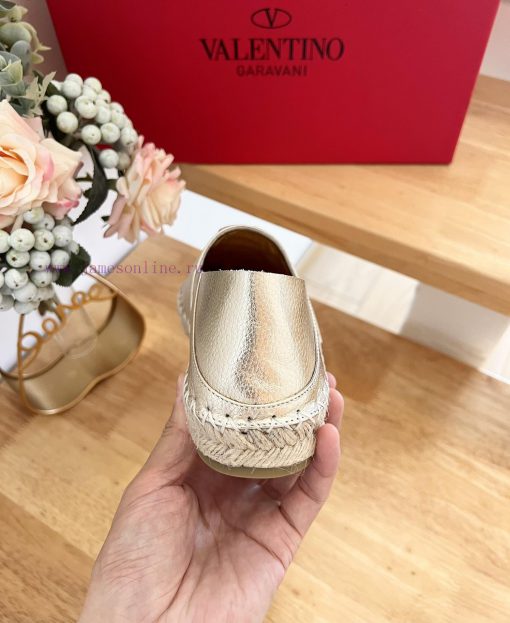 Valentino Garavani/Valentino Rapa Lychee patterned cowhide V-button new fisherman's shoes-Biofv9esrn - Image 10