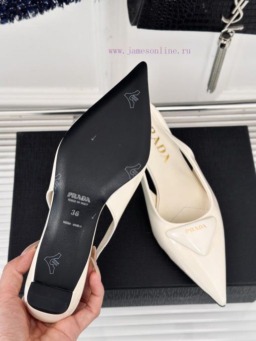 PRADA/PRADA Classic Spring/SummerTriangle logo sandals single shoe seriesThe simple design i612ozels - Image 10