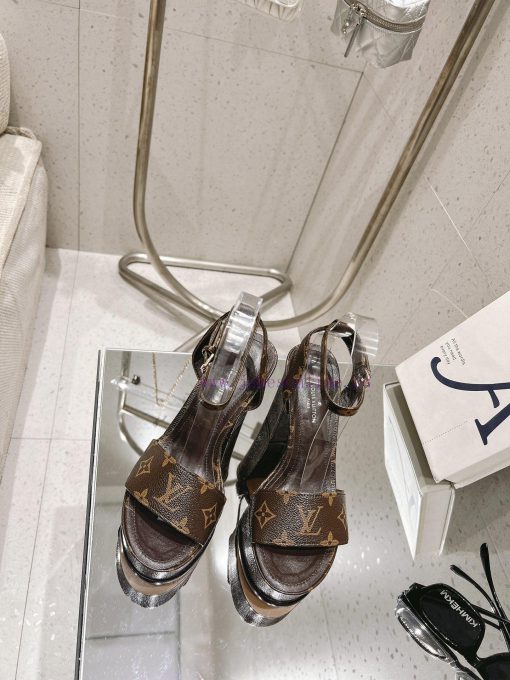 LV Water Platform Coarse Heel Sandals with Super Quality and Explosive Denim Design Originalna0dism6