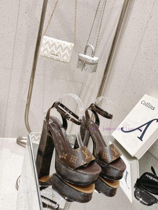 LV Water Platform Coarse Heel Sandals with Super Quality and Explosive Denim Design Originalna0dism6 - Image 4