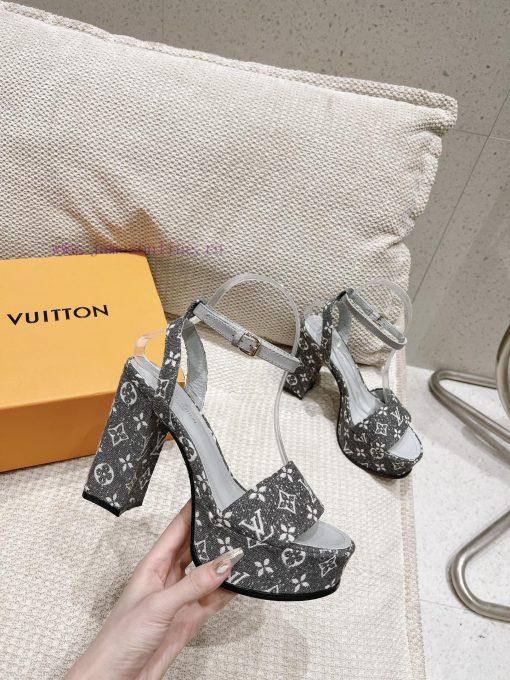LV Water Platform Coarse Heel Sandals with Super Quality and Explosive Denim Design Originala24qsqv7 - Image 6