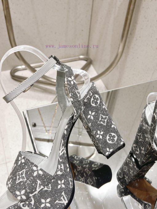 LV Water Platform Coarse Heel Sandals with Super Quality and Explosive Denim Design Originala24qsqv7 - Image 9