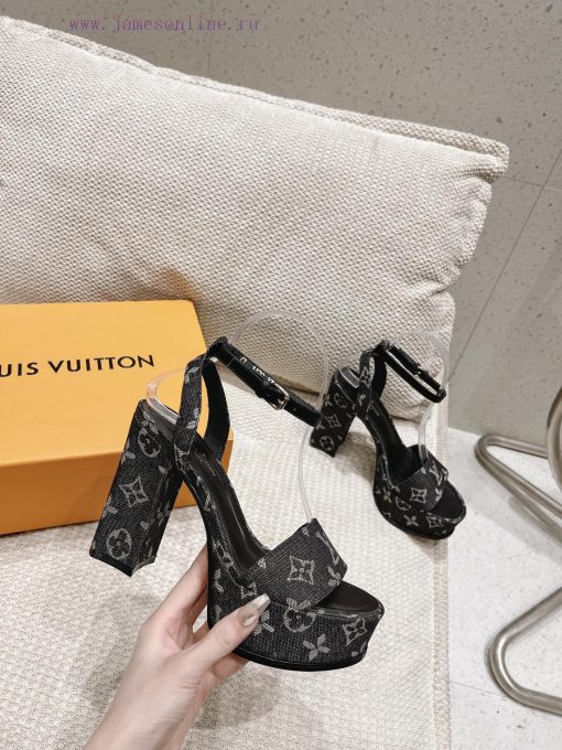 LV Water Platform Coarse Heel Sandals with Super Quality and Explosive Denim Design Originalvvg38wq3 - Image 7
