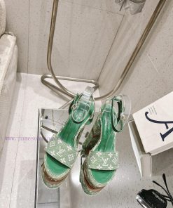 LV Water Platform Coarse Heel Sandals with Super Quality and Explosive Denim Design Originalknhwdtqo