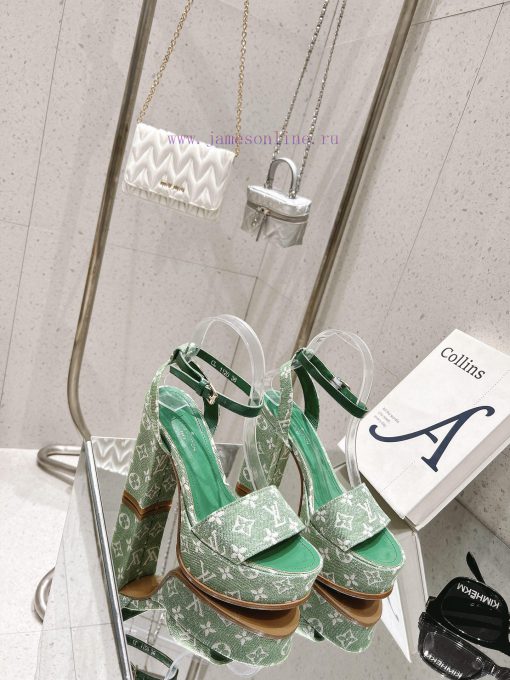 LV Water Platform Coarse Heel Sandals with Super Quality and Explosive Denim Design Originalknhwdtqo - Image 3