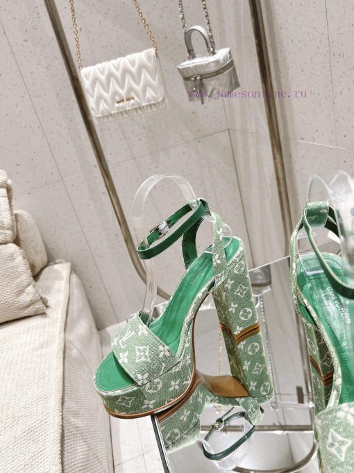 LV Water Platform Coarse Heel Sandals with Super Quality and Explosive Denim Design Originalknhwdtqo - Image 5