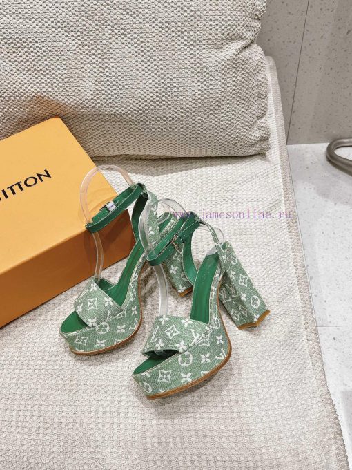 LV Water Platform Coarse Heel Sandals with Super Quality and Explosive Denim Design Originalknhwdtqo - Image 6
