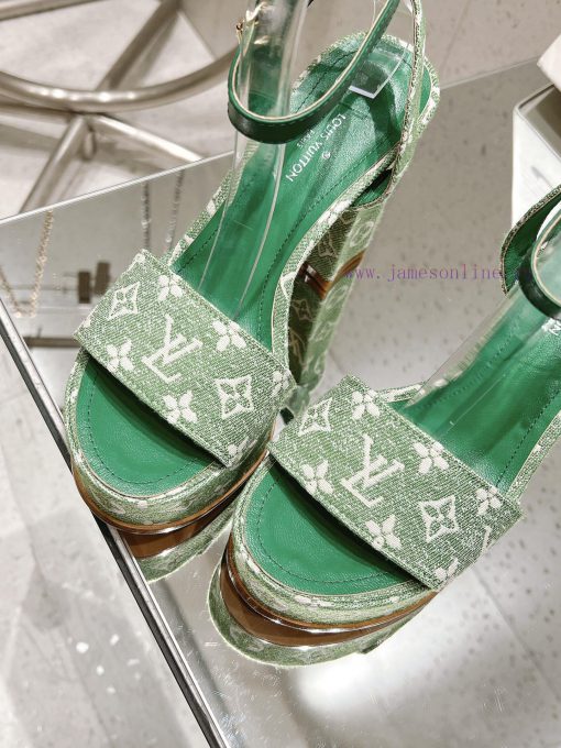 LV Water Platform Coarse Heel Sandals with Super Quality and Explosive Denim Design Originalknhwdtqo - Image 7