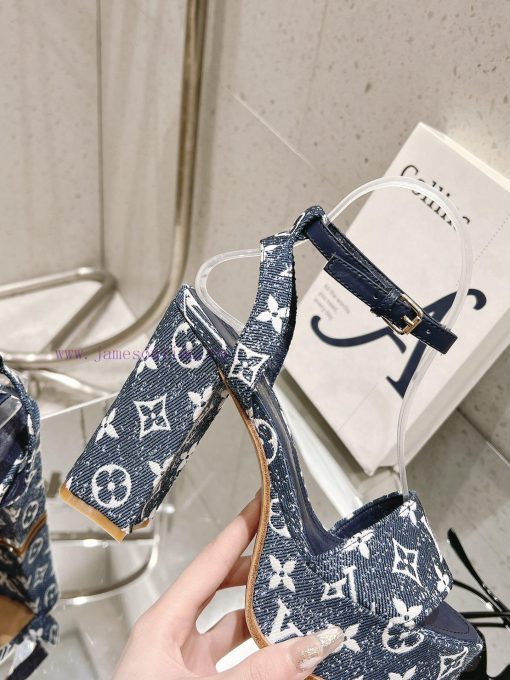 LV Water Platform Coarse Heel Sandals with Super Quality and Explosive Denim Design Originalgv75ongq - Image 9