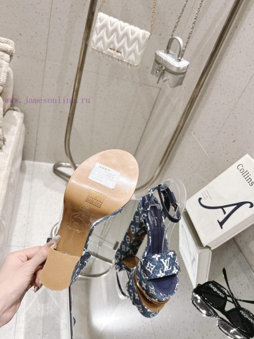 LV Water Platform Coarse Heel Sandals with Super Quality and Explosive Denim Design Originalgv75ongq - Image 10