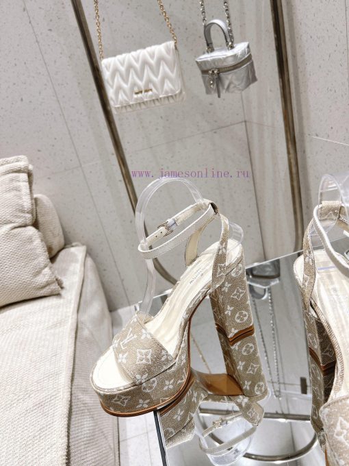 LV Water Platform Coarse Heel Sandals with Super Quality and Explosive Denim Design Original0hwlcn5h - Image 5