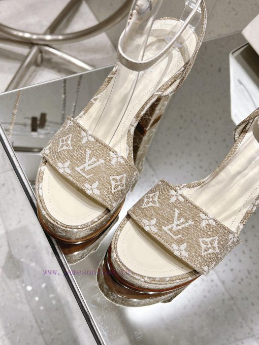 LV Water Platform Coarse Heel Sandals with Super Quality and Explosive Denim Design Original0hwlcn5h - Image 6