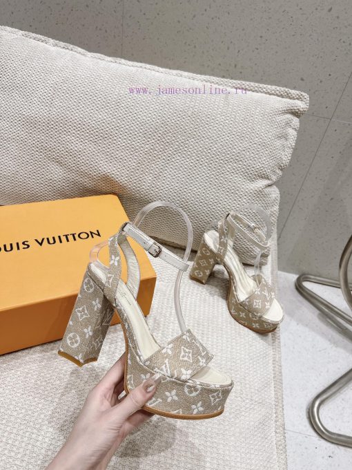 LV Water Platform Coarse Heel Sandals with Super Quality and Explosive Denim Design Original0hwlcn5h - Image 8