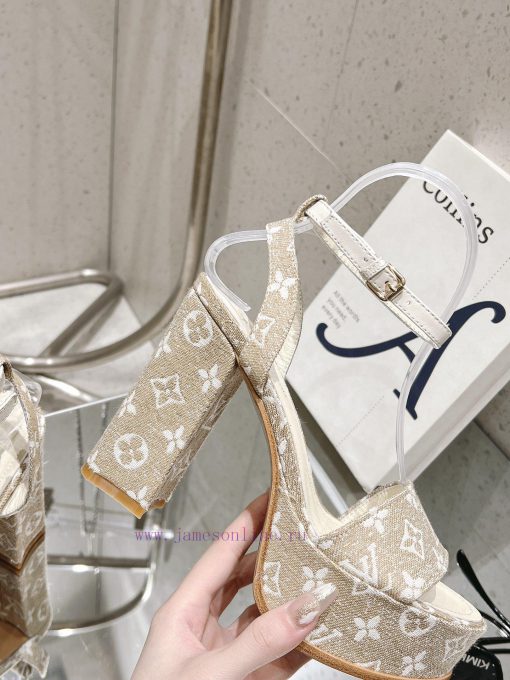 LV Water Platform Coarse Heel Sandals with Super Quality and Explosive Denim Design Original0hwlcn5h - Image 10