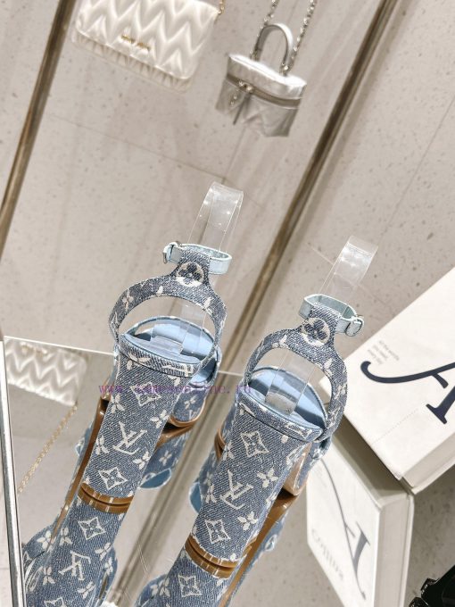 LV Water Platform Coarse Heel Sandals with Super Quality and Explosive Denim Design Originalhimn92k0 - Image 10