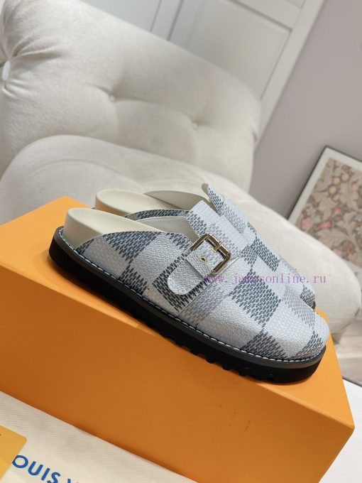 Cx Colorful Checkerboard Pattern New Half Slippers Winterbreak Comfert Flat SlippersThe leatj93omugs - Image 3