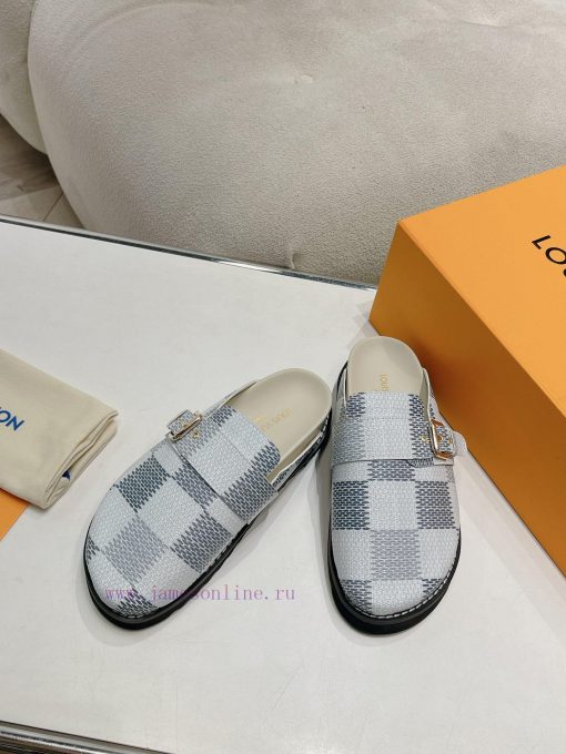 Cx Colorful Checkerboard Pattern New Half Slippers Winterbreak Comfert Flat SlippersThe leatj93omugs - Image 5