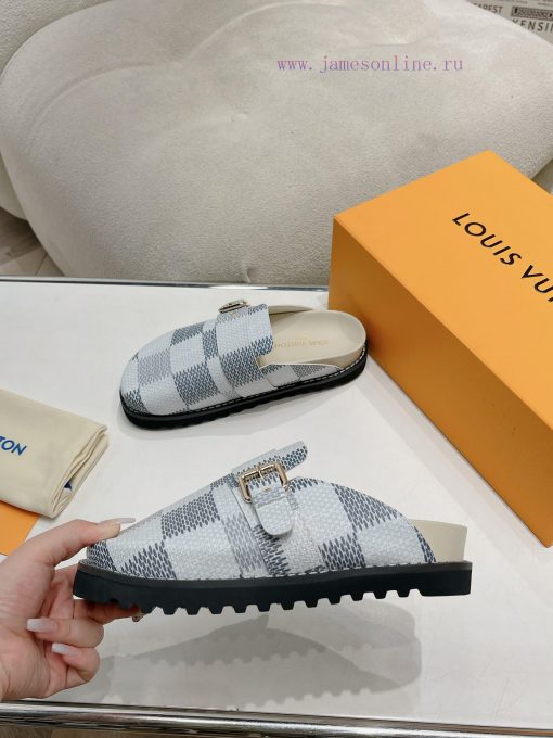 Cx Colorful Checkerboard Pattern New Half Slippers Winterbreak Comfert Flat SlippersThe leatj93omugs - Image 6