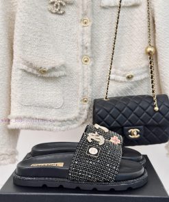 Chanel | Chanel 24P New ProductSparkling rhinestone double C lazy slippersThe shoe upper is 0o8ypui0