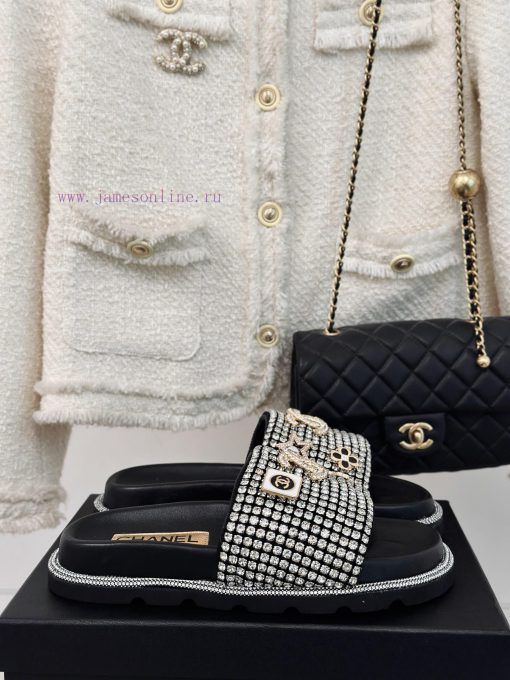 Chanel | Chanel 24P New ProductSparkling rhinestone double C lazy slippersThe shoe upper is r8wmsxlv - Image 2