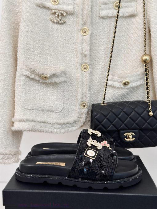 Chanel | Chanel 24P New ProductSparkling rhinestone double C lazy slippersThe shoe upper is 02e85nmj
