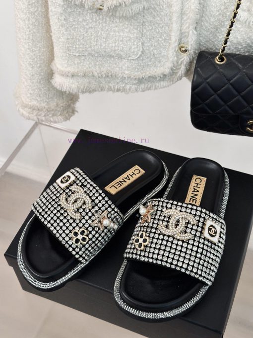 Chanel | Chanel 24P New ProductSparkling rhinestone double C lazy slippersThe shoe upper is r8wmsxlv - Image 3