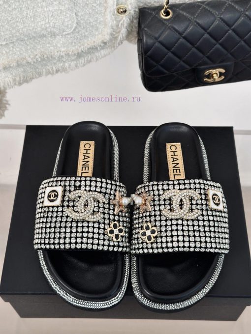 Chanel | Chanel 24P New ProductSparkling rhinestone double C lazy slippersThe shoe upper is r8wmsxlv - Image 5