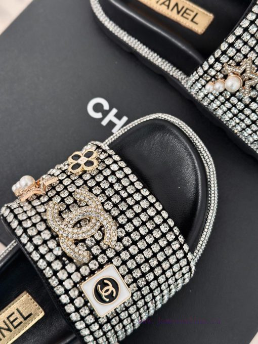 Chanel | Chanel 24P New ProductSparkling rhinestone double C lazy slippersThe shoe upper is r8wmsxlv - Image 8