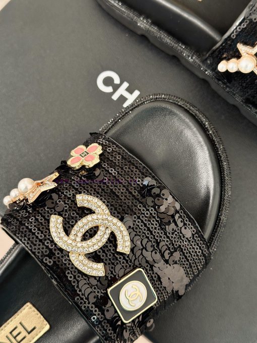 Chanel | Chanel 24P New ProductSparkling rhinestone double C lazy slippersThe shoe upper is 02e85nmj - Image 8