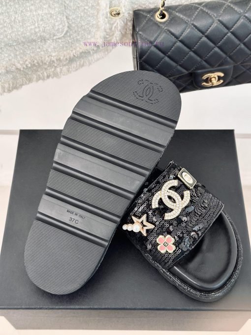 Chanel | Chanel 24P New ProductSparkling rhinestone double C lazy slippersThe shoe upper is 02e85nmj - Image 10