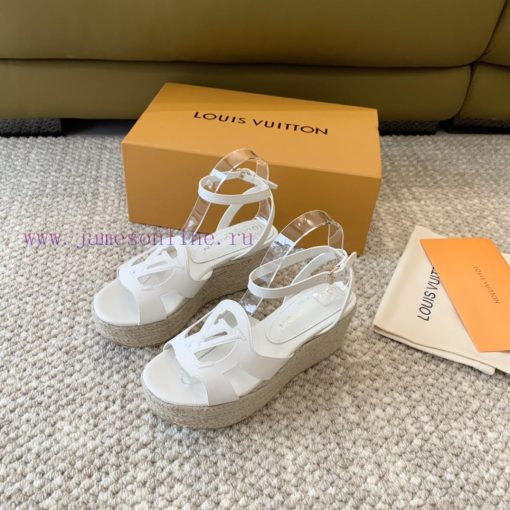 Loui * Vuitton * L ️ Donkey Home 🫧 24 New Product Thick Bottom Sponge Cake Straw SandalsHeigcqbkm85m - Image 2