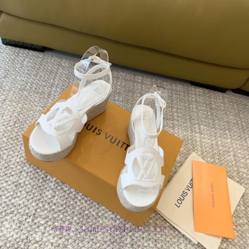 Loui * Vuitton * L ️ Donkey Home 🫧 24 New Product Thick Bottom Sponge Cake Straw SandalsHeigcqbkm85m - Image 3