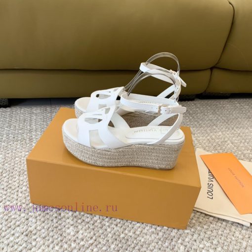 Loui * Vuitton * L ️ Donkey Home 🫧 24 New Product Thick Bottom Sponge Cake Straw SandalsHeigcqbkm85m - Image 4