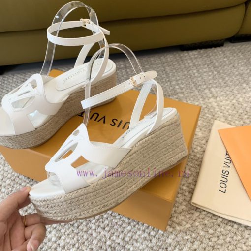 Loui * Vuitton * L ️ Donkey Home 🫧 24 New Product Thick Bottom Sponge Cake Straw SandalsHeigcqbkm85m - Image 8