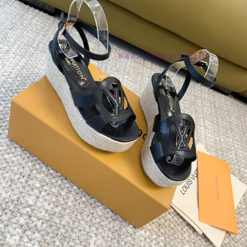 Loui * Vuitton * L ️ Donkey Home 🫧 24 New Product Thick Bottom Sponge Cake Straw SandalsHeig1fcoap5i - Image 4