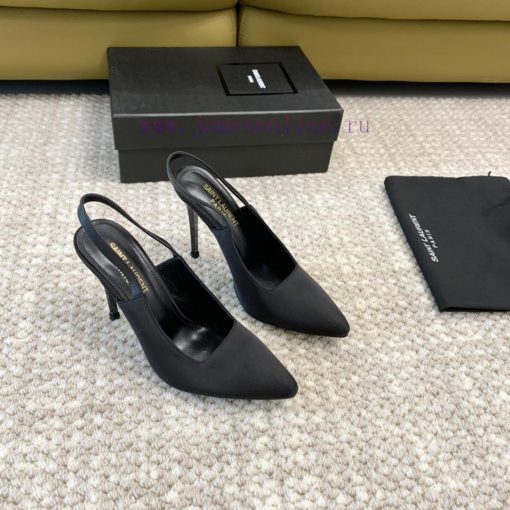 Saint Laurent YSL pointed silk high heels with 11cm painted heel at the back loopReal leathedo6ilsd2