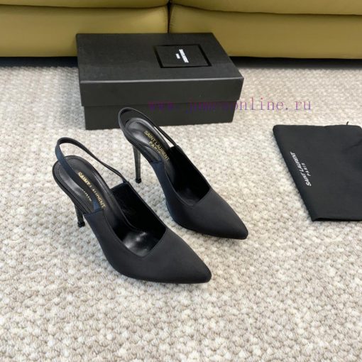 Saint Laurent YSL pointed silk high heels with 11cm painted heel at the back loopReal leathedo6ilsd2 - Image 2