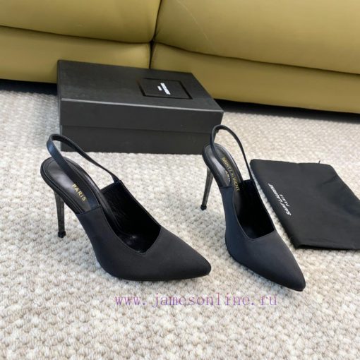 Saint Laurent YSL pointed silk high heels with 11cm painted heel at the back loopReal leathedo6ilsd2 - Image 4