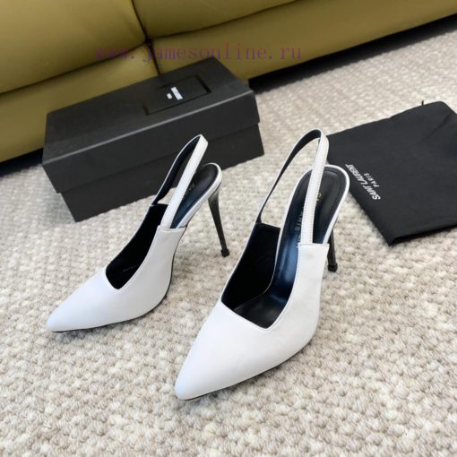Saint Laurent YSL pointed silk high heels with 11cm painted heel at the back loopReal leathe4cw03wqw - Image 3