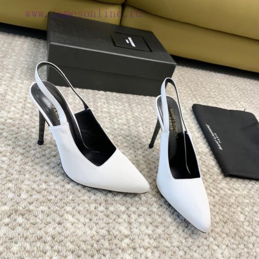 Saint Laurent YSL pointed silk high heels with 11cm painted heel at the back loopReal leathe4cw03wqw - Image 5