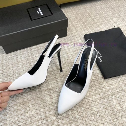 Saint Laurent YSL pointed silk high heels with 11cm painted heel at the back loopReal leathe4cw03wqw - Image 6