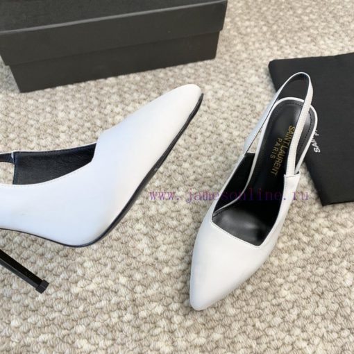 Saint Laurent YSL pointed silk high heels with 11cm painted heel at the back loopReal leathe4cw03wqw - Image 7