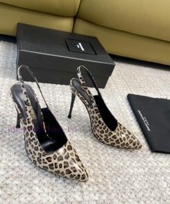 Saint Laurent YSL pointed silk high heels with 11cm painted heel at the back loopReal leathes4iqiyi7