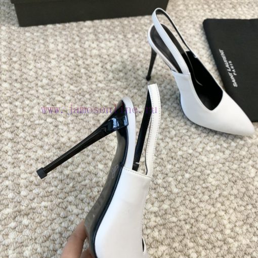 Saint Laurent YSL pointed silk high heels with 11cm painted heel at the back loopReal leathe4cw03wqw - Image 8
