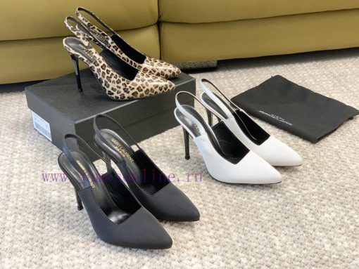 Saint Laurent YSL pointed silk high heels with 11cm painted heel at the back loopReal leathe4cw03wqw - Image 10