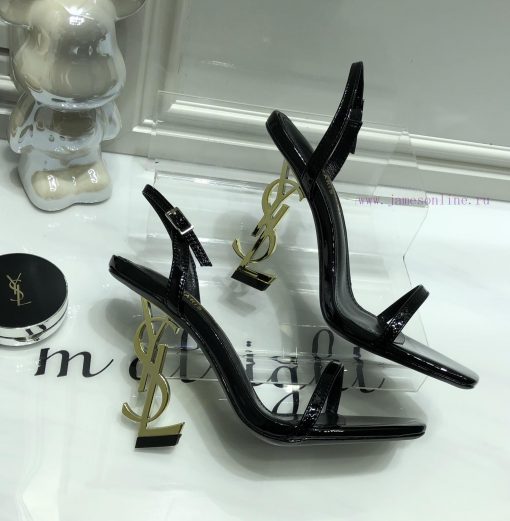 Saint Laurent 2024 new sandals with YSL letter logo heel and square toe, slim ankle strap toda3xrhb6 - Image 7