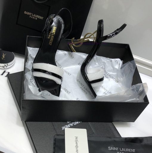 Saint Laurent 2024 new sandals with YSL letter logo heel and square toe, slim ankle strap toda3xrhb6 - Image 10