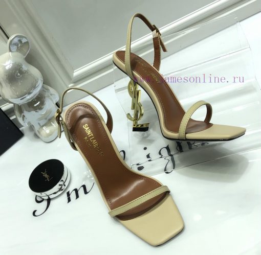 Saint Laurent 2024 new sandals with YSL letter logo heel and square toe, slim ankle strap torzv2w7ng - Image 9