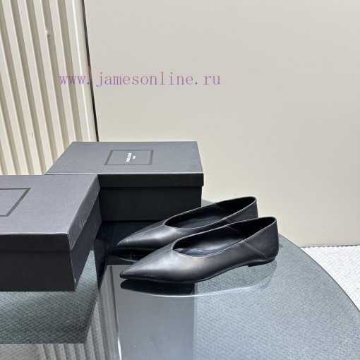 Saint Laurent leopard print satin sole with pointed toe and V-shaped upperShohuonapa leathern8dixufa
