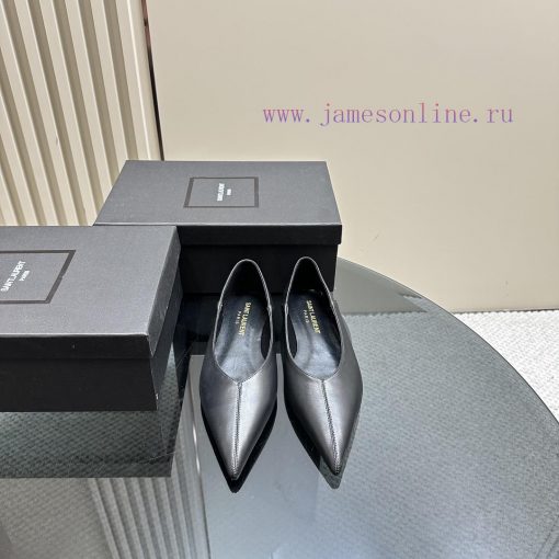 Saint Laurent leopard print satin sole with pointed toe and V-shaped upperShohuonapa leathern8dixufa - Image 3